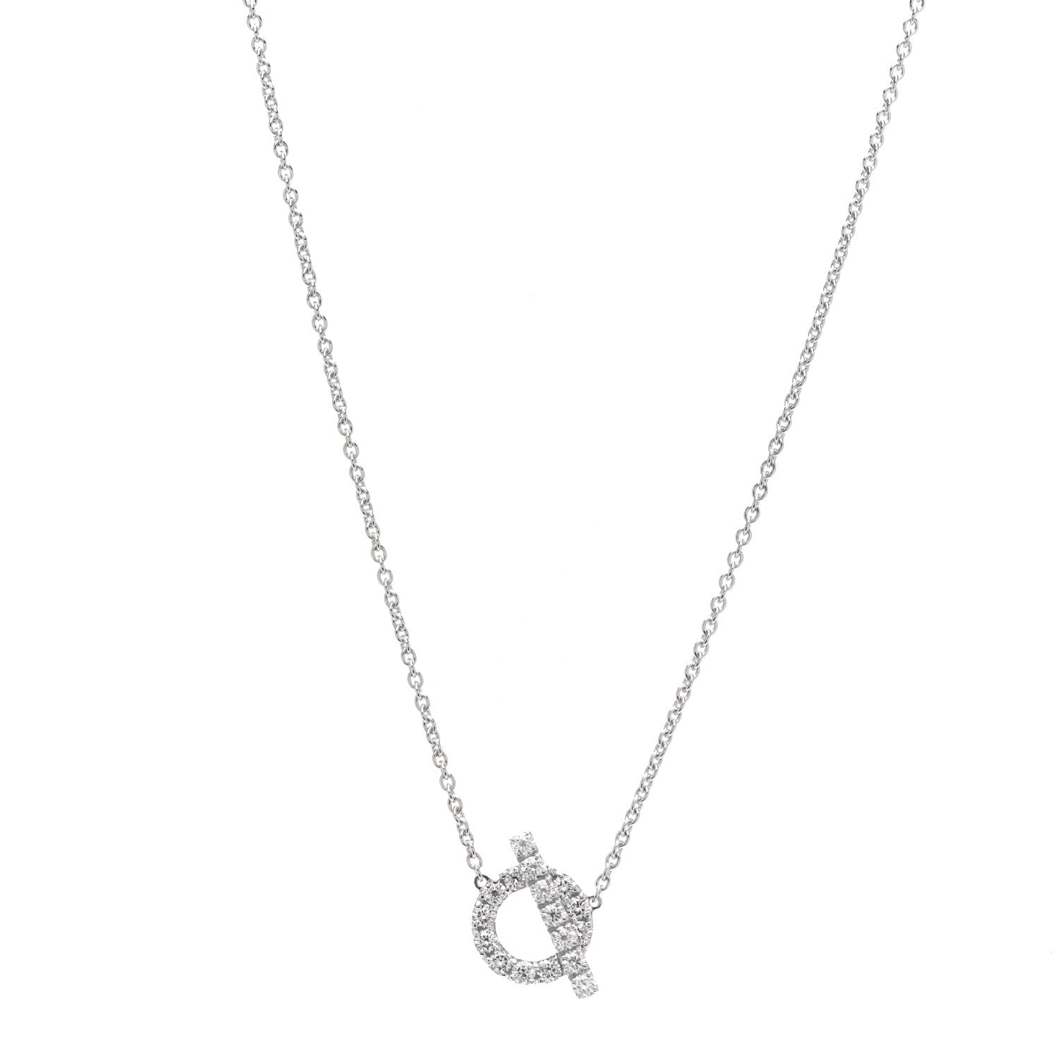 Hermes 18K White Gold Diamond Finesse Pendant Necklace 1 of 6