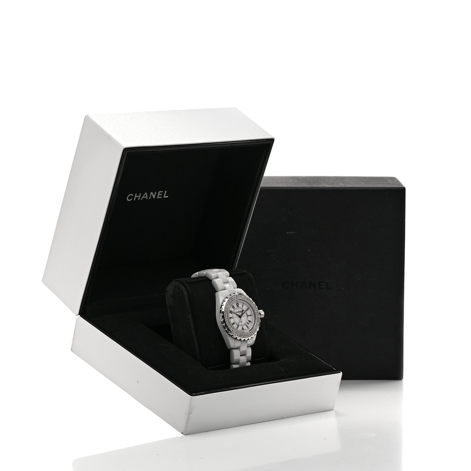 Chanel Stainless Steel Ceramic Diamond Pave Bezel 33mm J12 Quartz Watch White 5 of 5