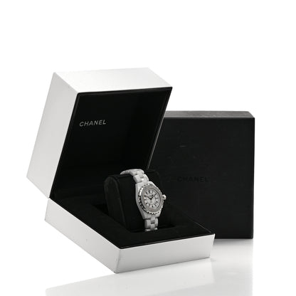 Chanel Stainless Steel Ceramic Diamond Pave Bezel 33mm J12 Quartz Watch White 5 of 5