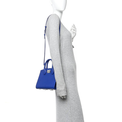 Salvatore Ferragamo Hammered Calfskin Small The Studio Box Bag Lapis Lazuli 3 of 10