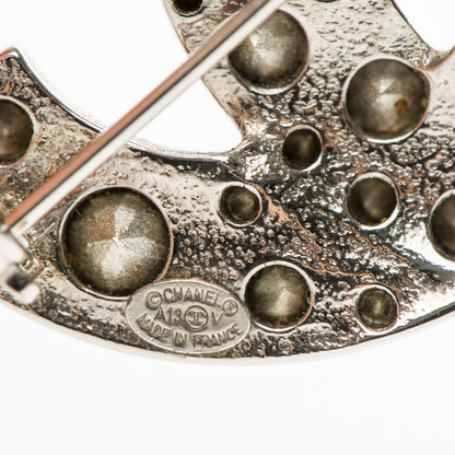 Chanel Crystal Large CC Brooch Silver 4 of 4