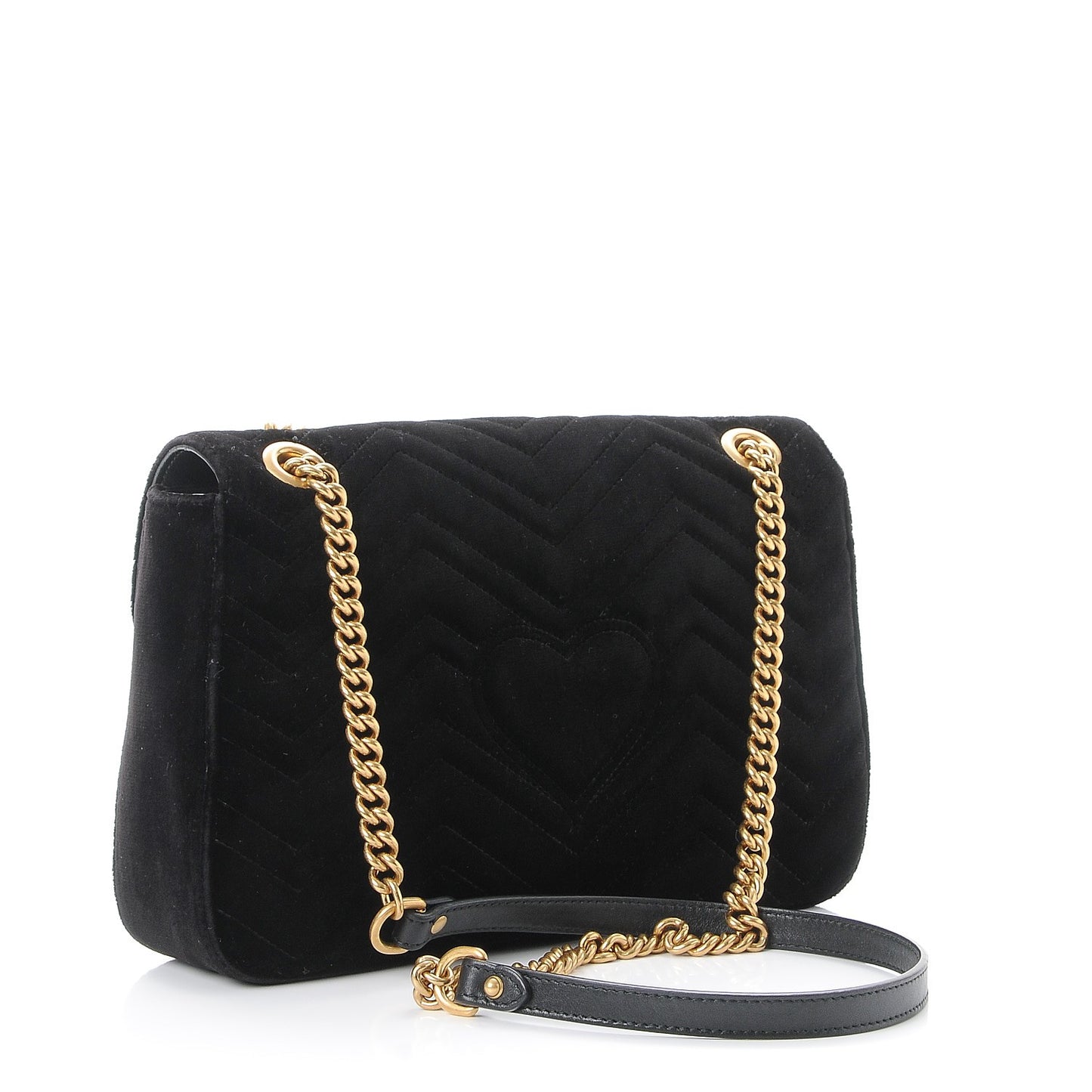Velvet Matelasse Medium GG Marmont Shoulder Bag Black