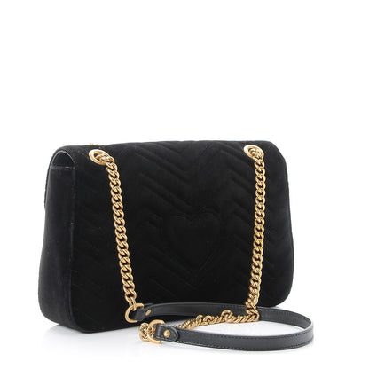 Gucci Velvet Matelasse Medium GG Marmont Shoulder Bag Black 4 of 8