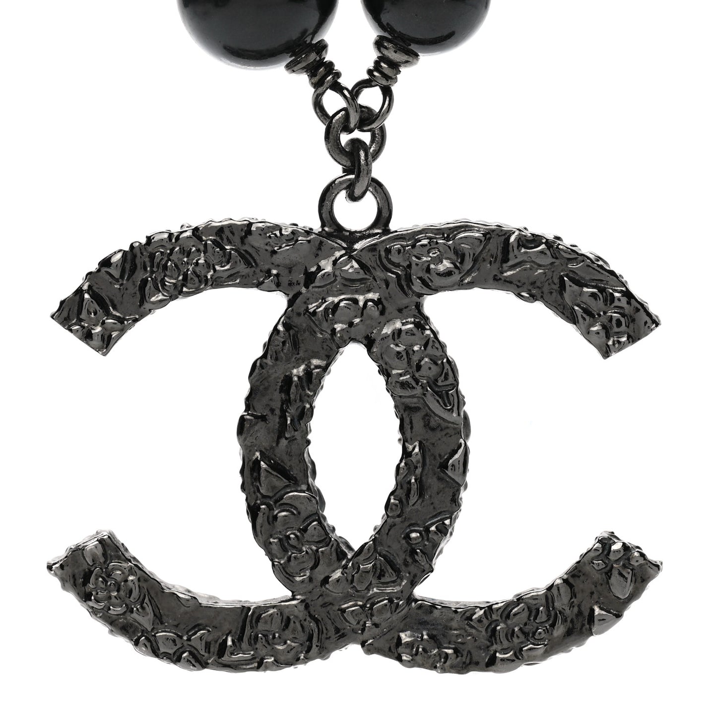 Ruthenium Beaded CC Short Necklace Black