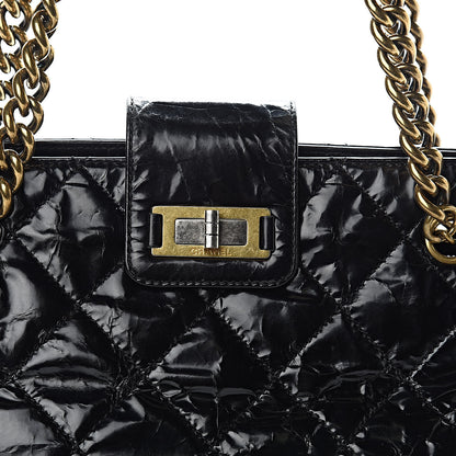 Chanel Glazed Crackled Calfskin Small Reissue Tote Black 8 of 11