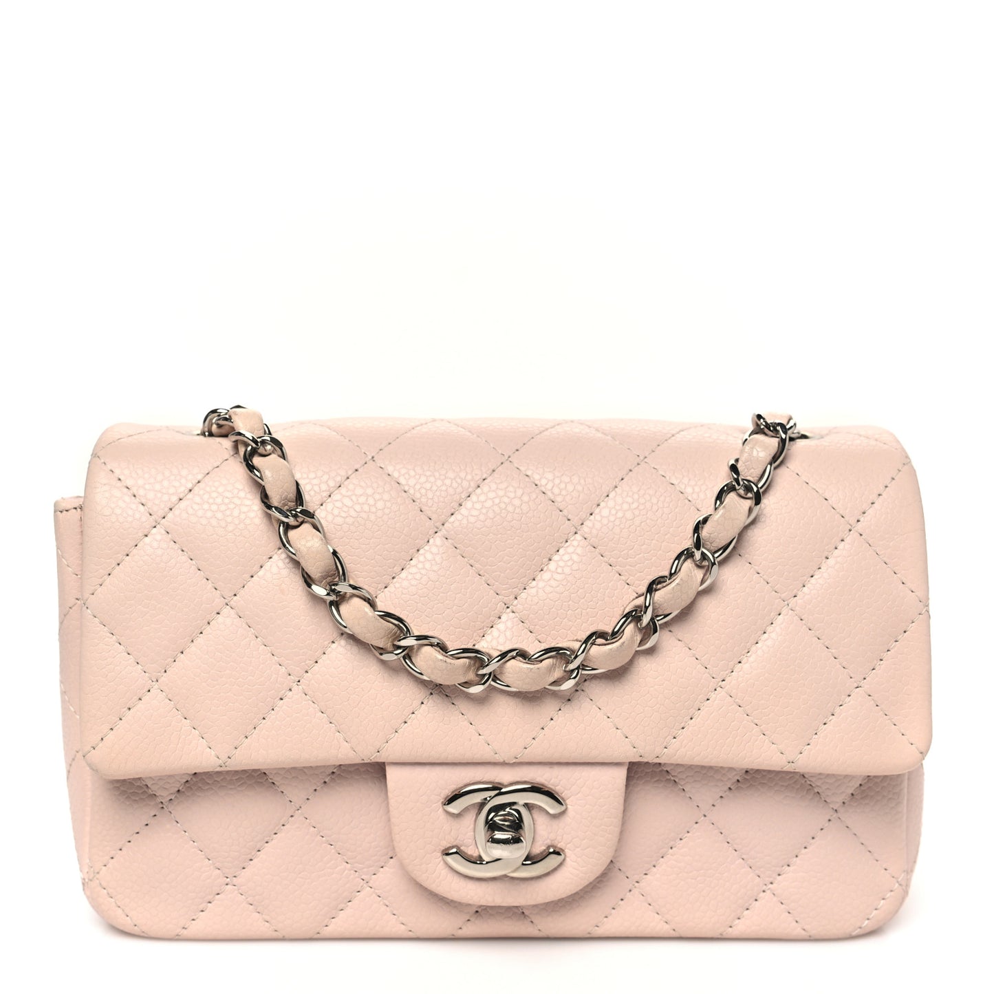 Caviar Quilted Mini Rectangular Flap Light Pink