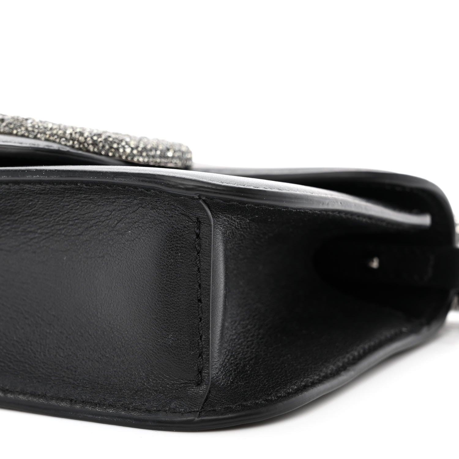 Valentino Garavani Calfskin Crystal Vlogo Small Loco Shoulder Bag Black 10 of 11