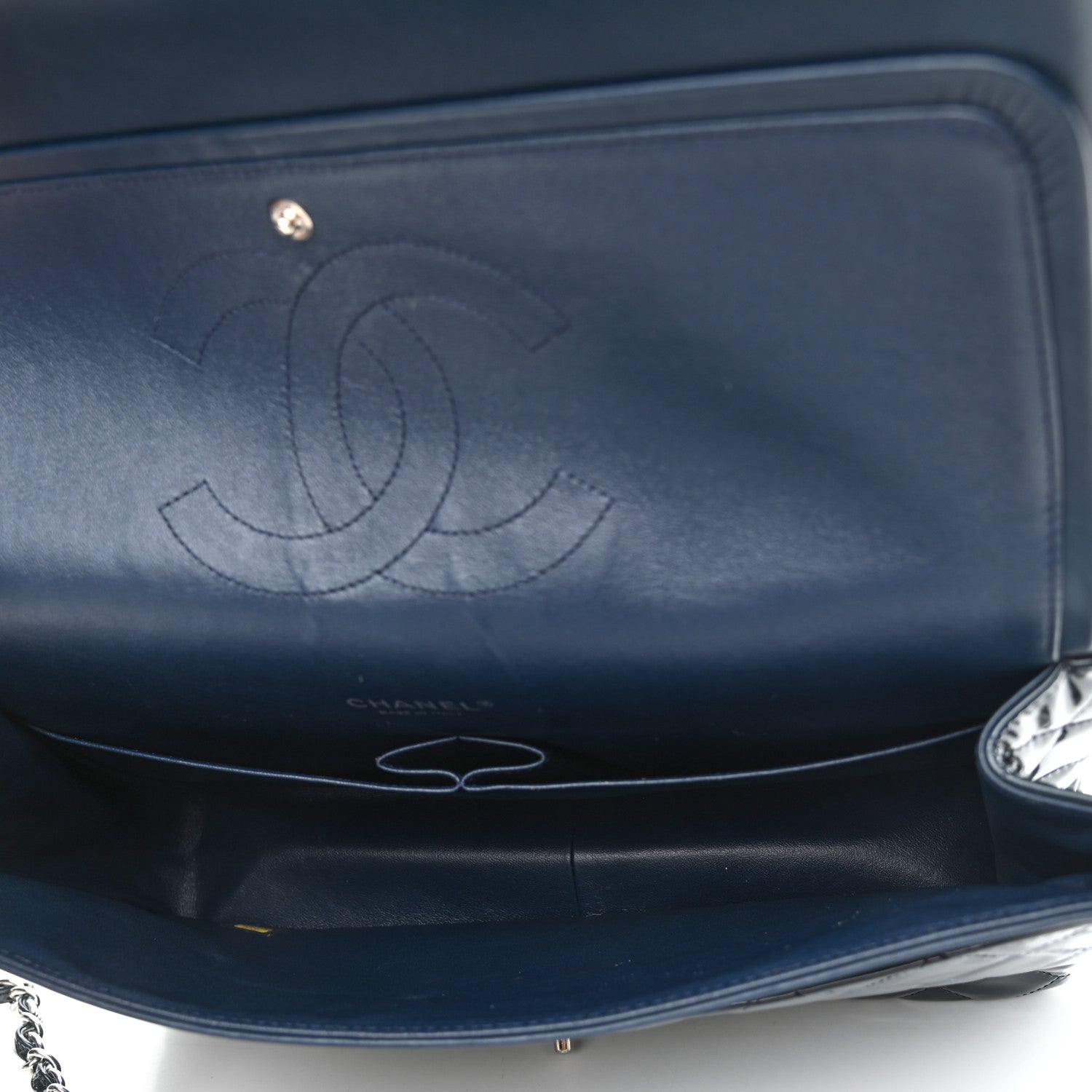 Chanel Patent Quilted Maxi Double Flap Navy 4 of 10