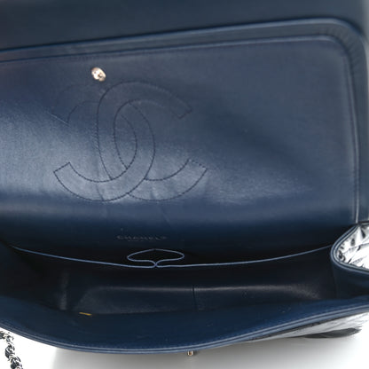 Chanel Patent Quilted Maxi Double Flap Navy 4 of 10