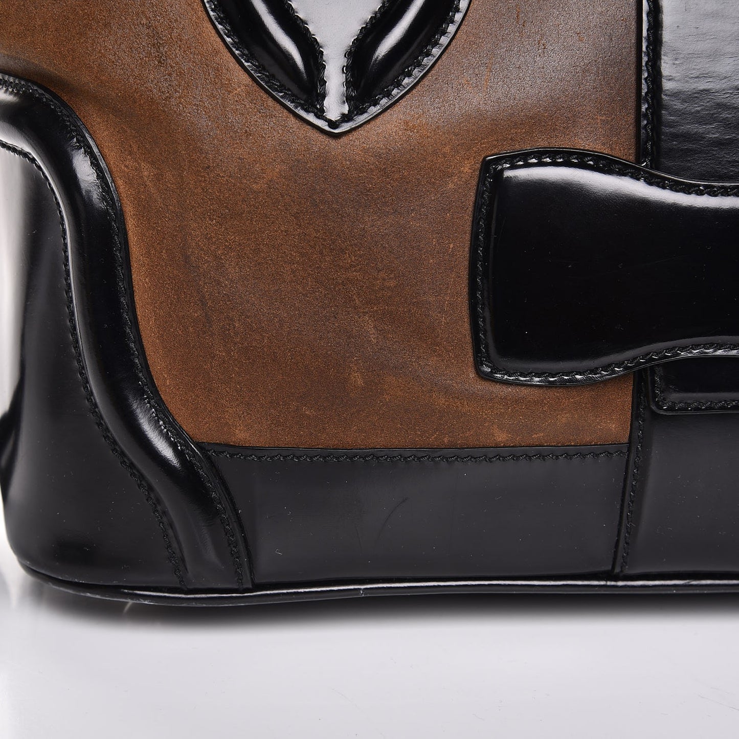 Calfskin Suede Frame Bag Brown Black
