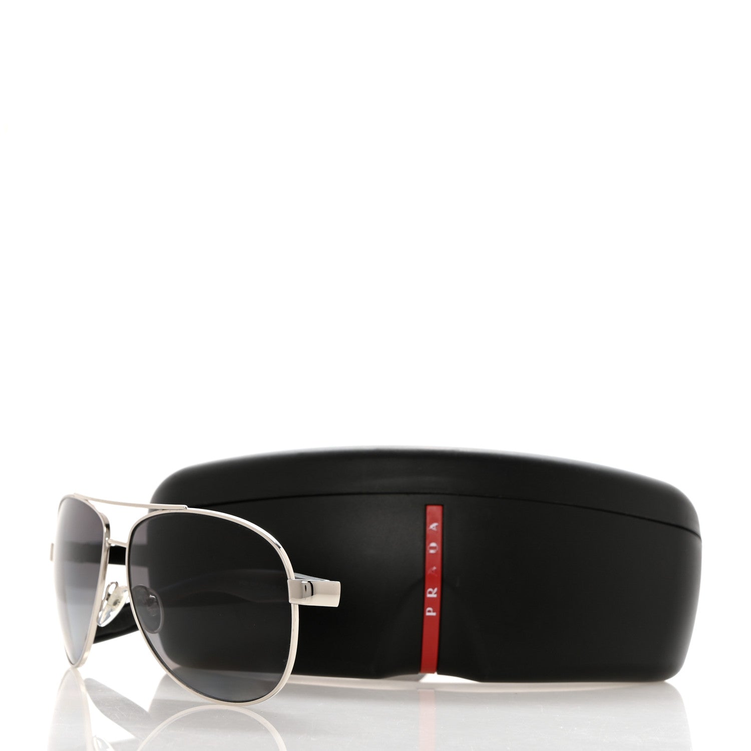 Prada Aviator Sunglasses SPS 53P Black Silver 7 of 7