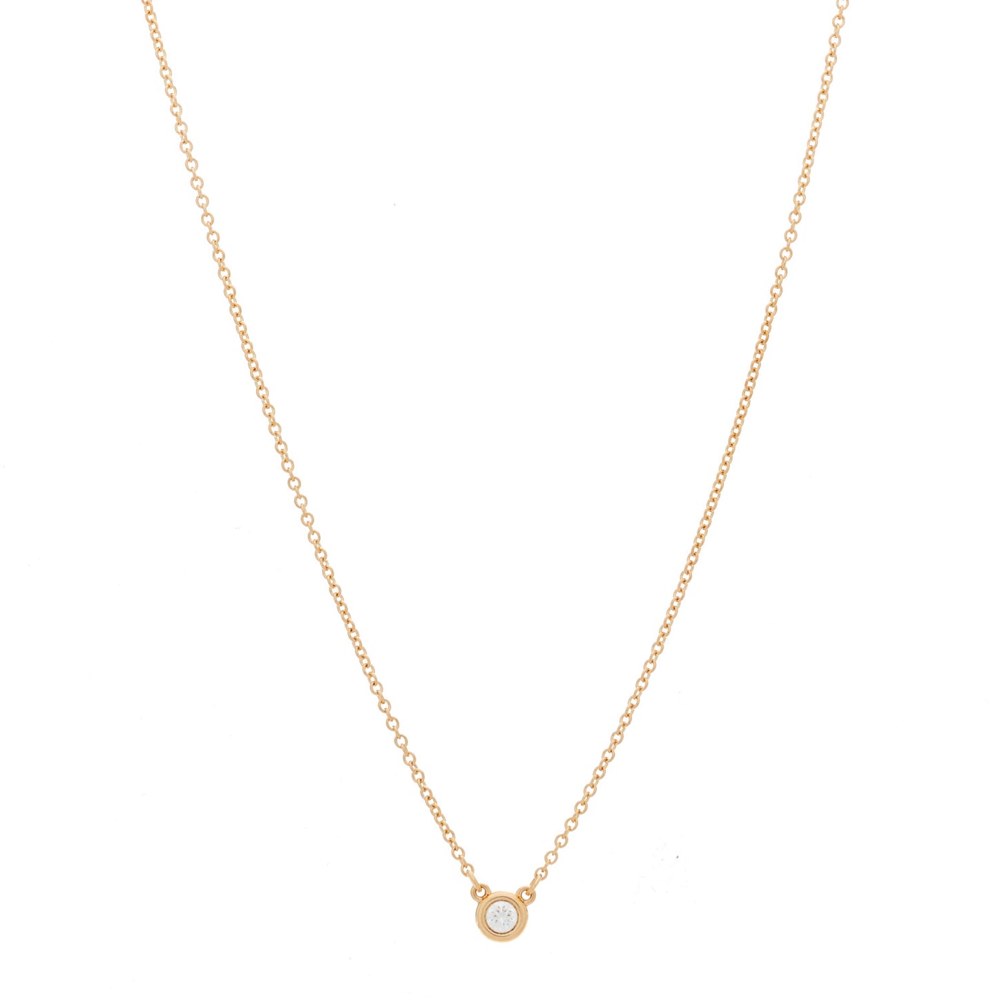 18K Rose Gold Diamond .07ct Elsa Peretti Diamonds by the Yard Pendant Necklace