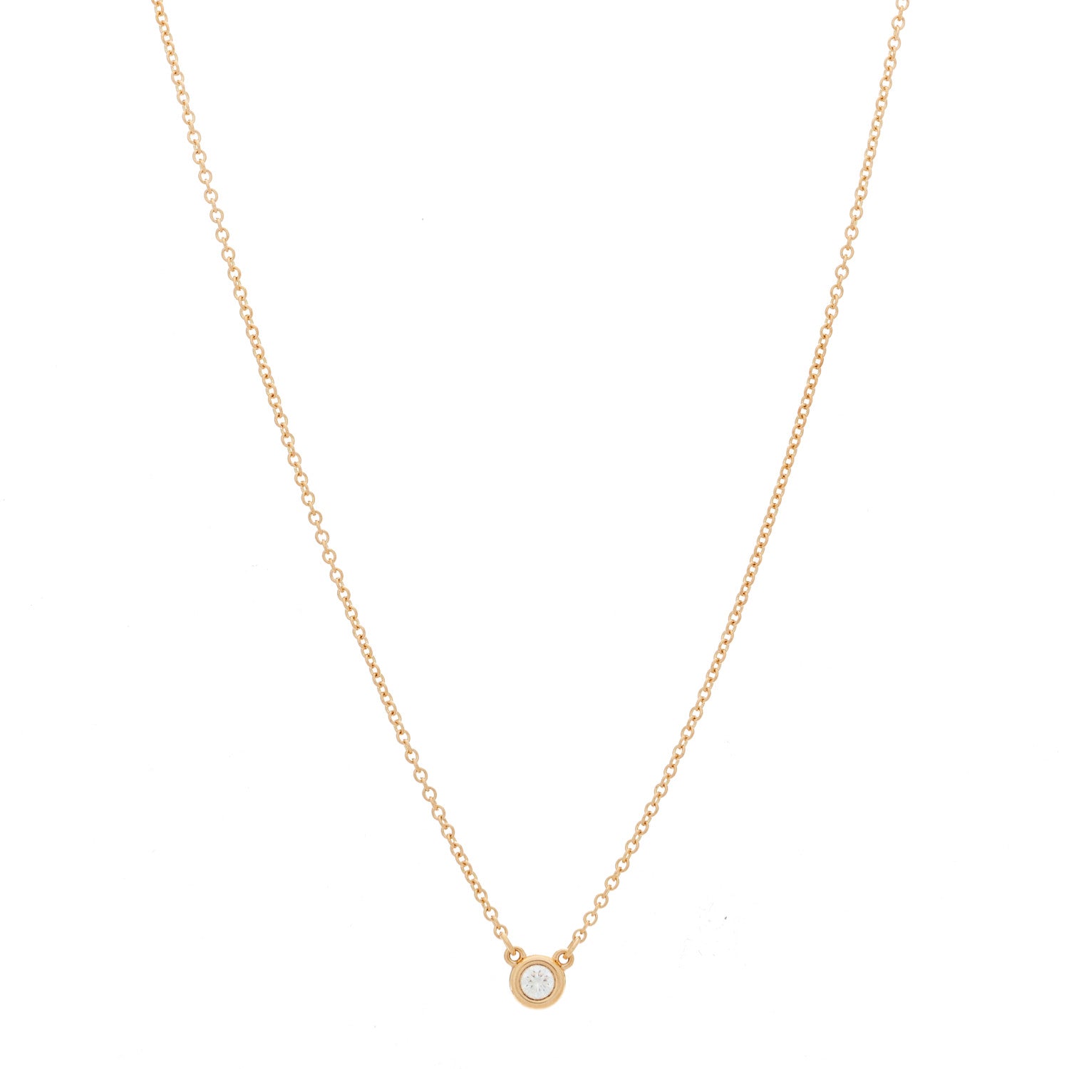 Tiffany 18K Rose Gold Diamond .07ct Elsa Peretti Diamonds by the Yard Pendant Necklace 1 of 5