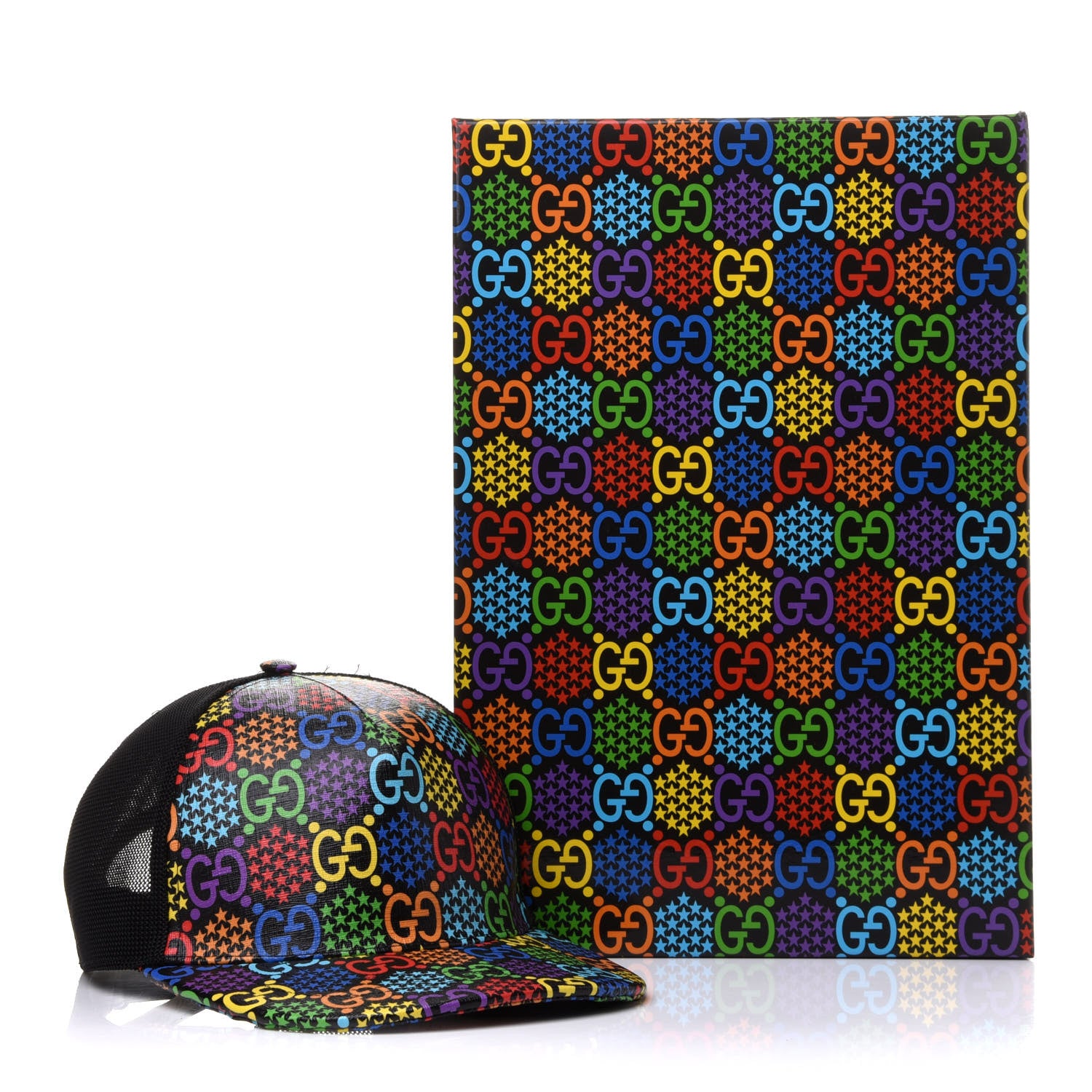 Gucci GG Supreme Monogram Psychedelic Baseball Hat L 59 Black 9 of 9