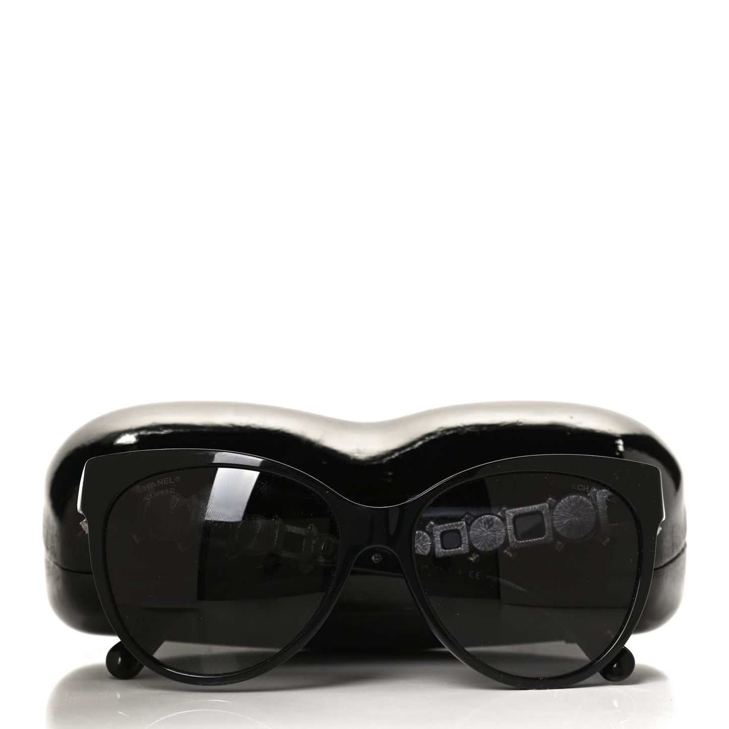 Crystal Pearl Cat Eye Sunglasses 5336-H-B Black