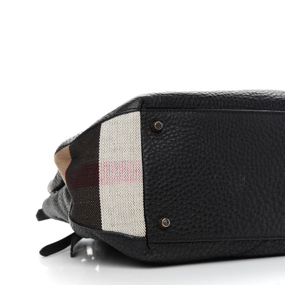 Burberry Grainy Calfskin House Check Small Maidstone Black 7 of 8