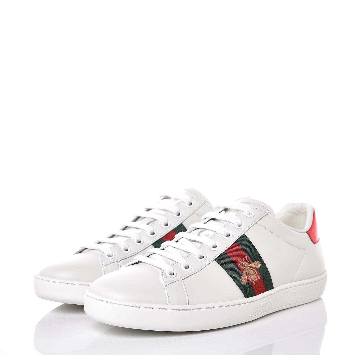 Calfskin Ayers Bee Embroidered Ace Sneakers 38 White Green