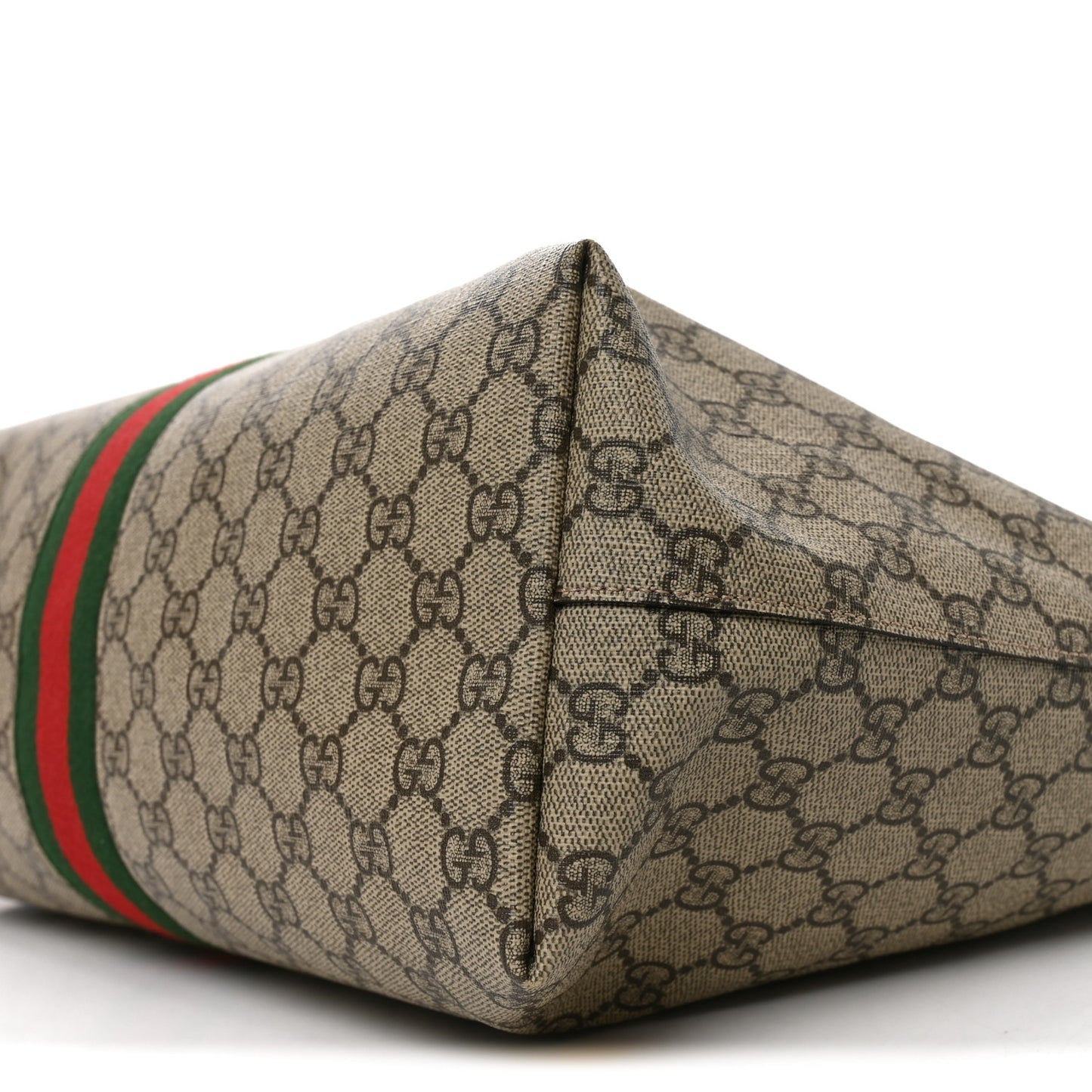 Supreme Monogram Textured Calfskin Web Medium Ophidia Shopping Tote Beige Ebony New Acero