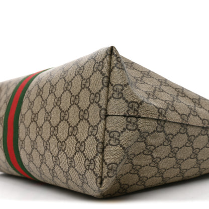 Gucci Supreme Monogram Textured Calfskin Web Medium Ophidia Shopping Tote Beige Ebony New Acero 10 of 10