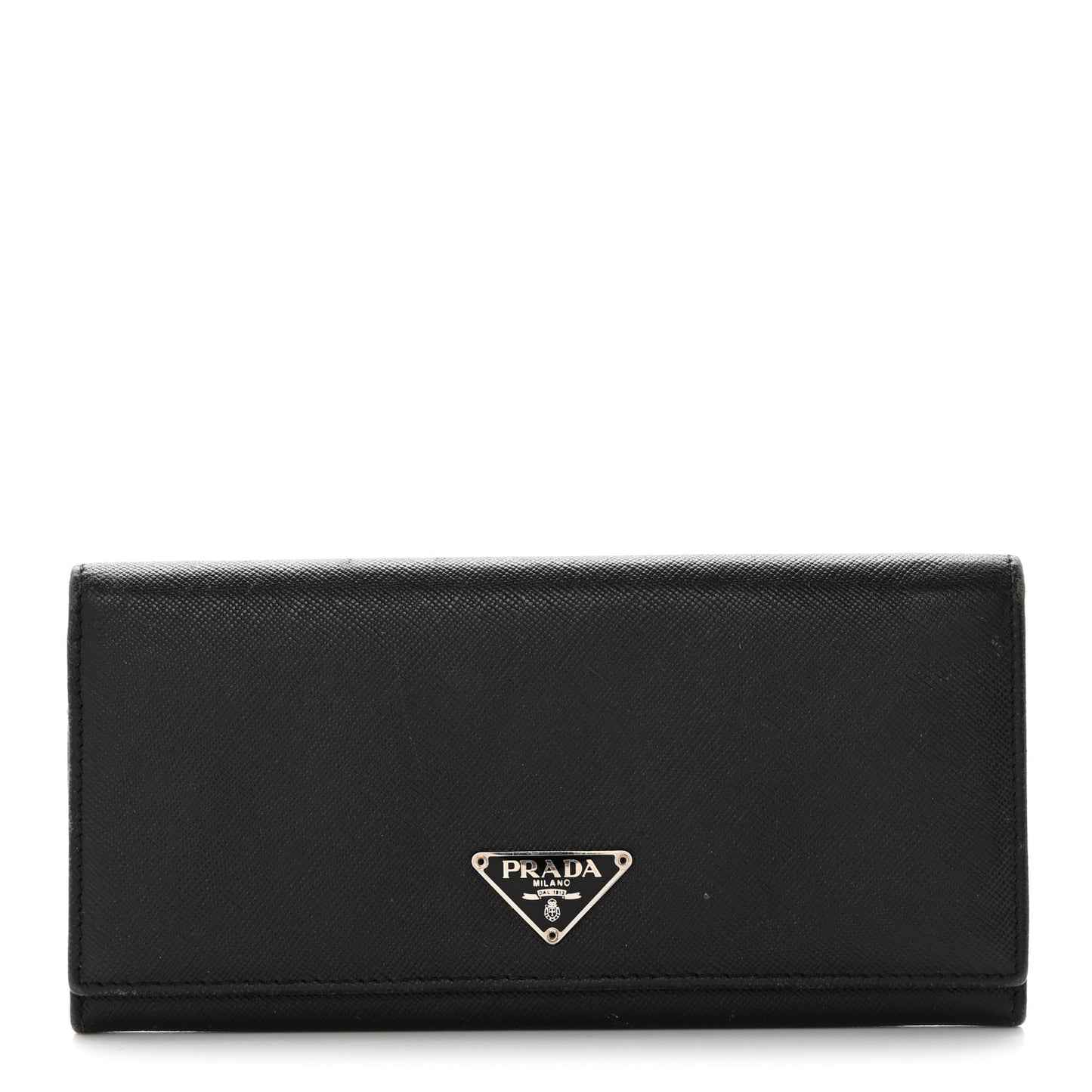 Saffiano Triangle Continental Flap Wallet Black
