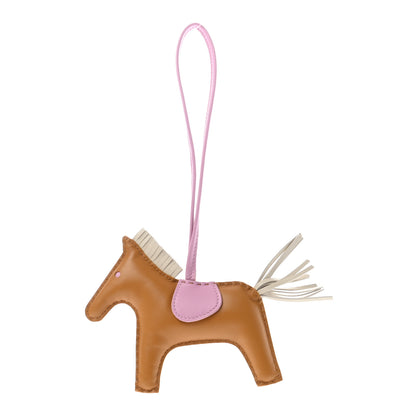 Hermes Milo Lambskin Grigri Rodeo Horse Bag Charm MM Sesame Mauve Sylvestre Craie 1 of 4