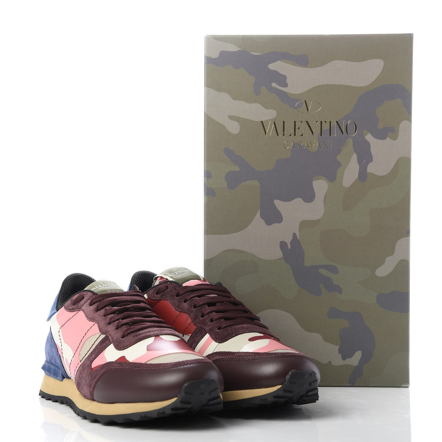 Nappa Suede Camouflage Mens Rockrunner Sneakers 41 Rosso Lacca Multicolor