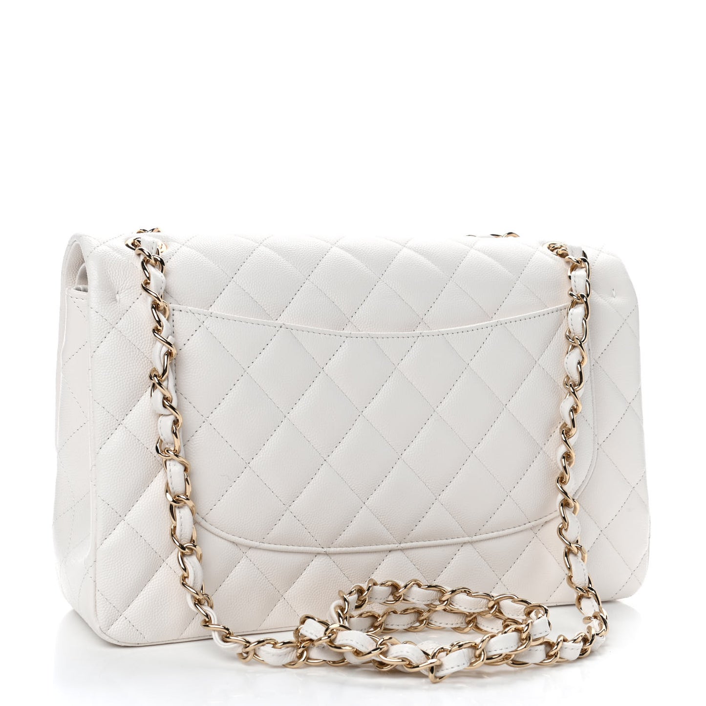Caviar Quilted Jumbo Double Flap White
