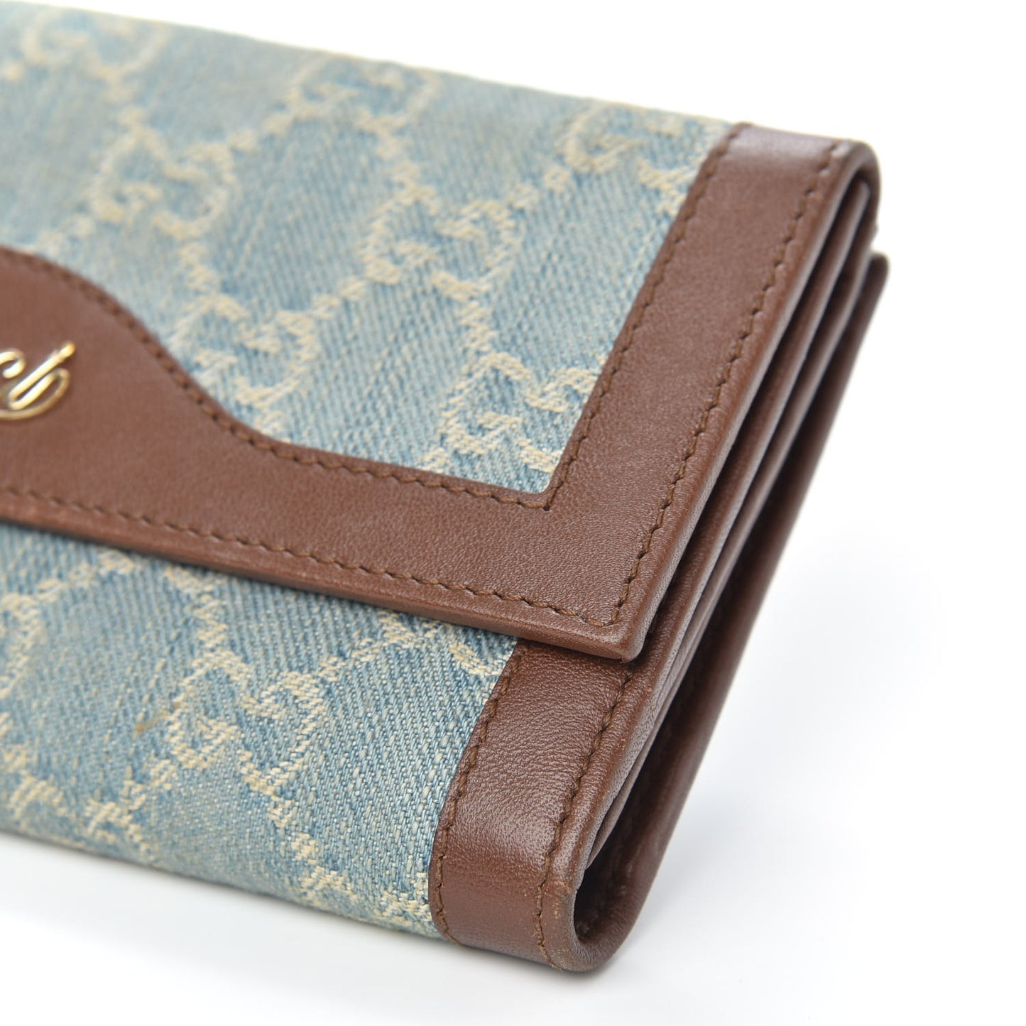 Monogram Script Continental Wallet Blue Denim