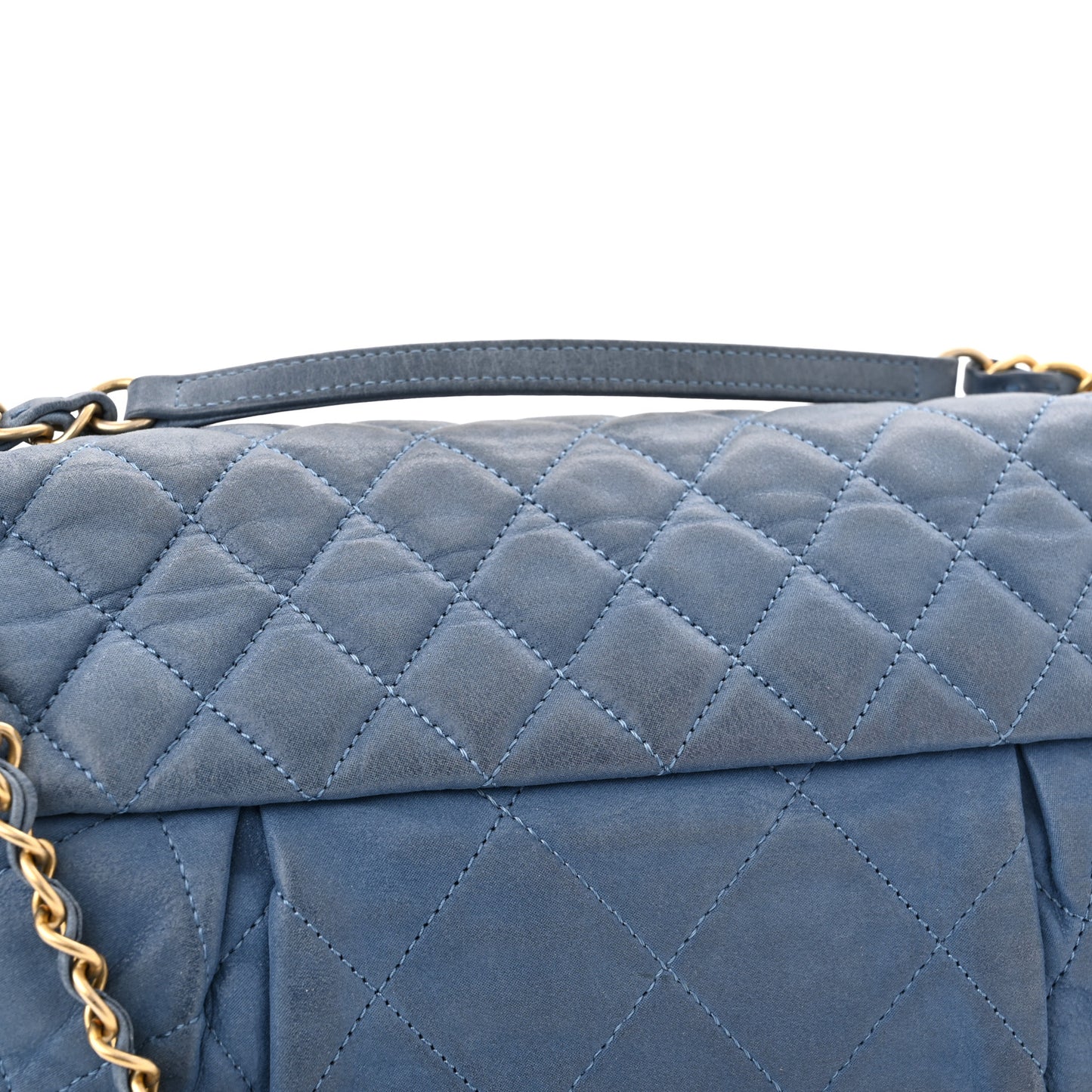 Iridescent Calfskin Large Chic Quilt Flap Dark Blue