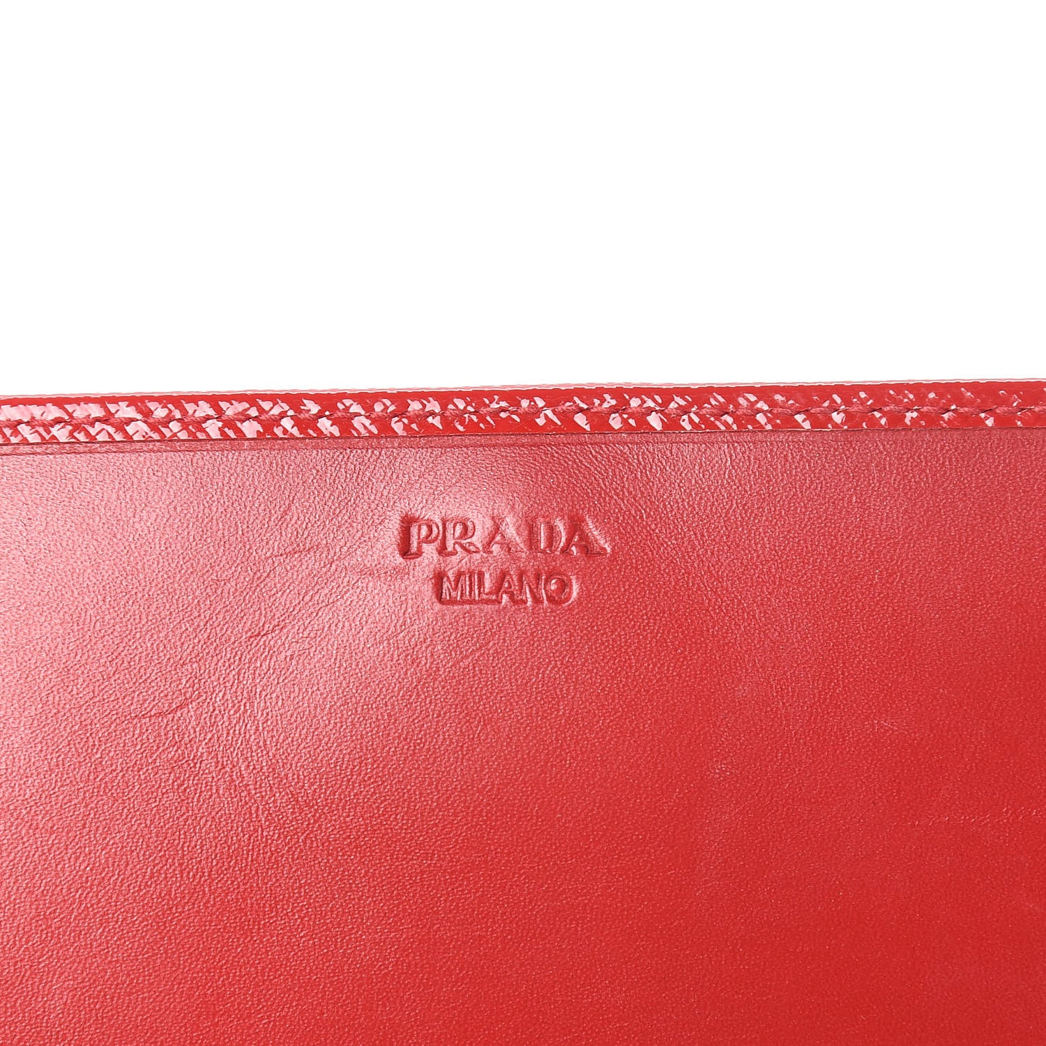 Prada Saffiano Vernice Metal Oro Chain Wallet Rosso 6 of 13