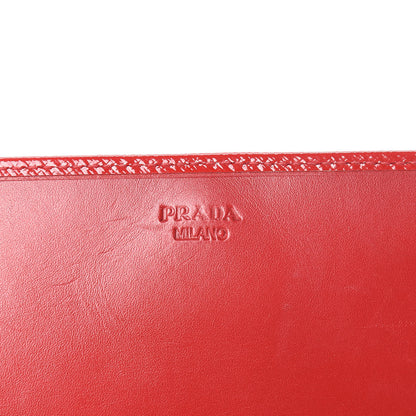 Prada Saffiano Vernice Metal Oro Chain Wallet Rosso 6 of 13