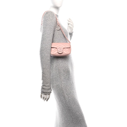 Gucci Calfskin Matelasse Monochrome GG Marmont Chain Belt Bag Perfect Pink 2 of 11
