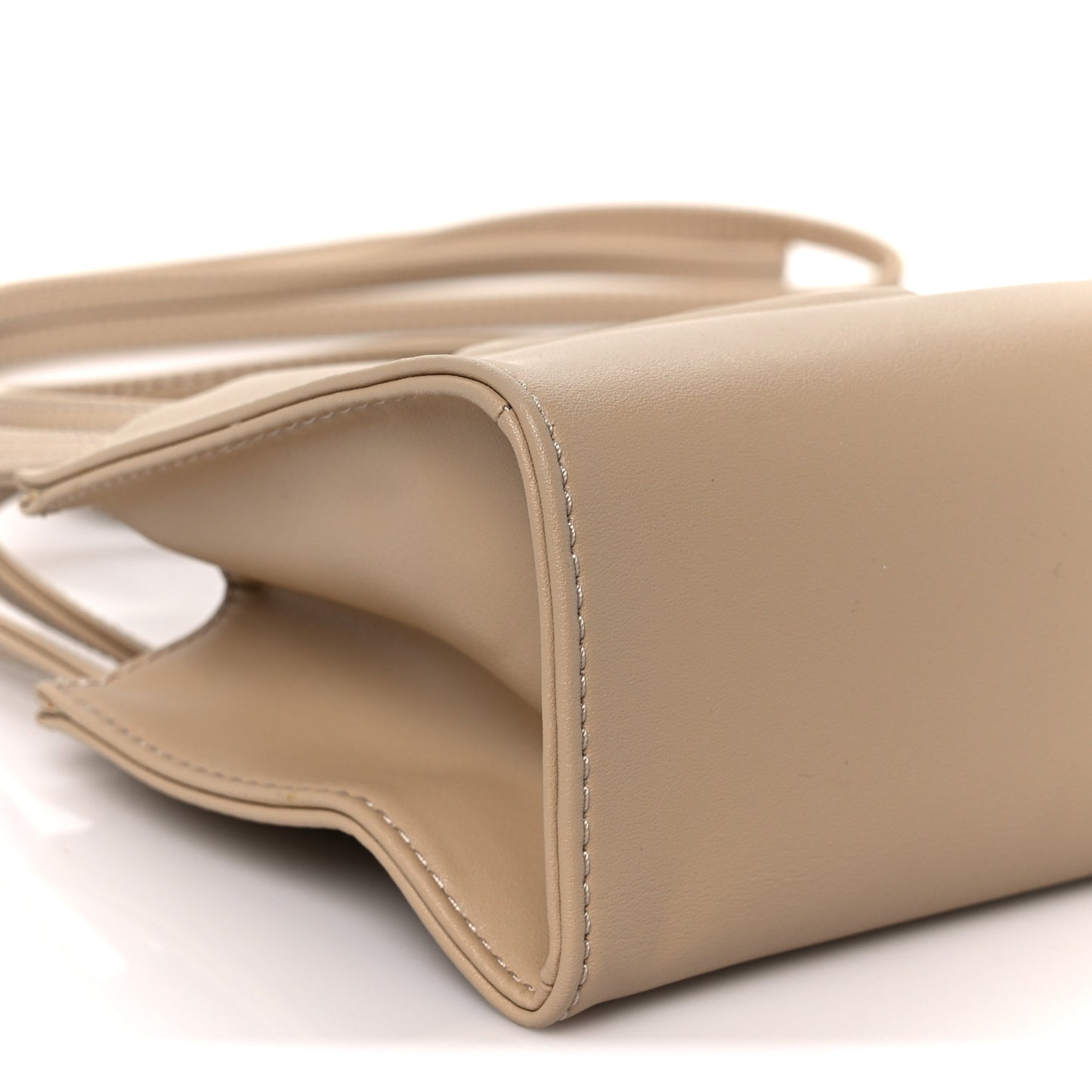 Vegan Leather Small Shopping Bag Cream
