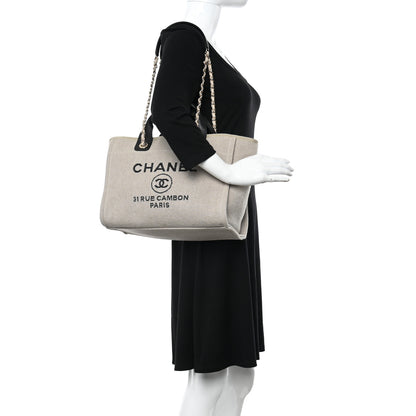 Chanel Mixed Fibers Small Deauville Tote Beige Black 2 of 11