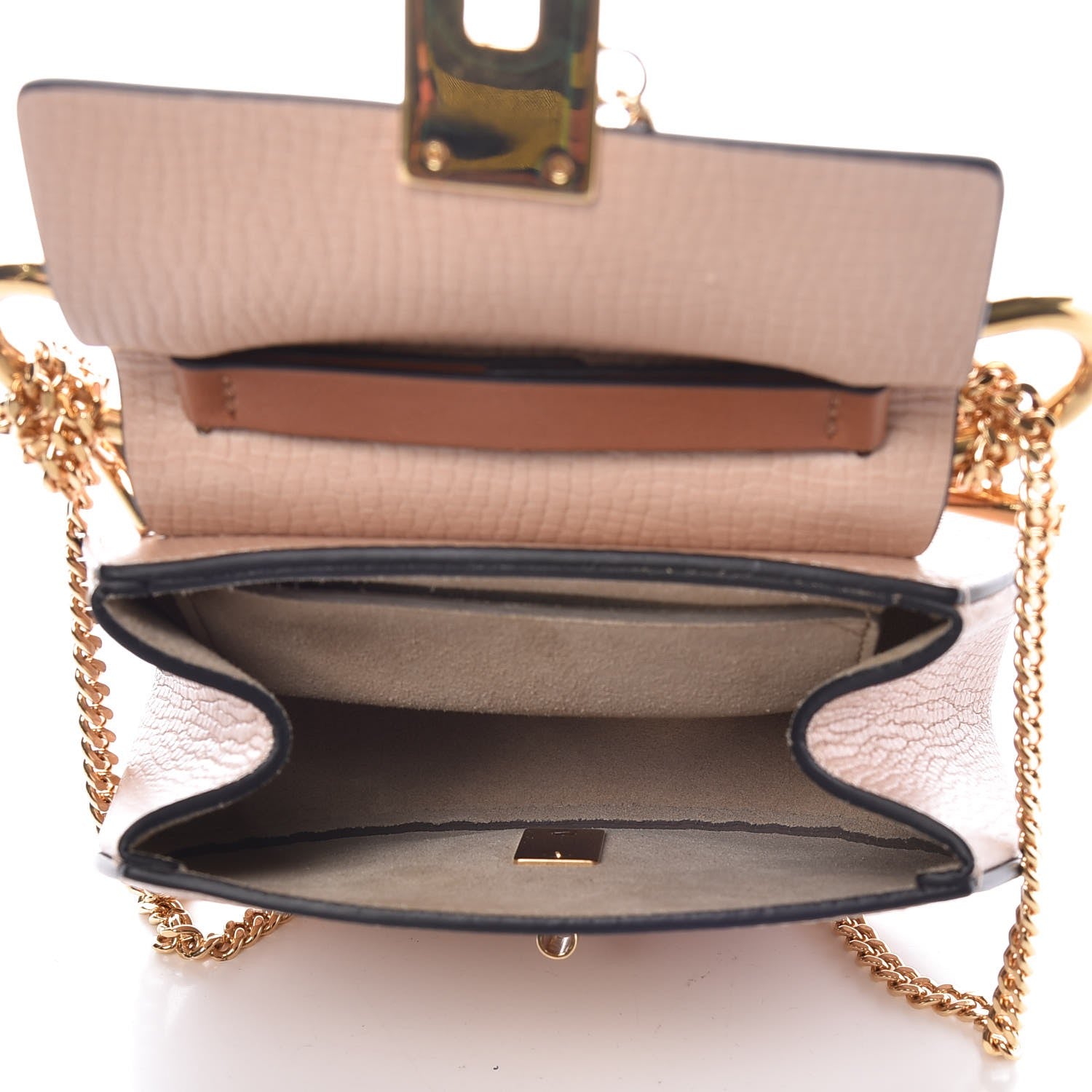 Chloe Textured Calfskin Lambskin Nano Drew Shoulder Bag Powder Beige Caramel 5 of 7