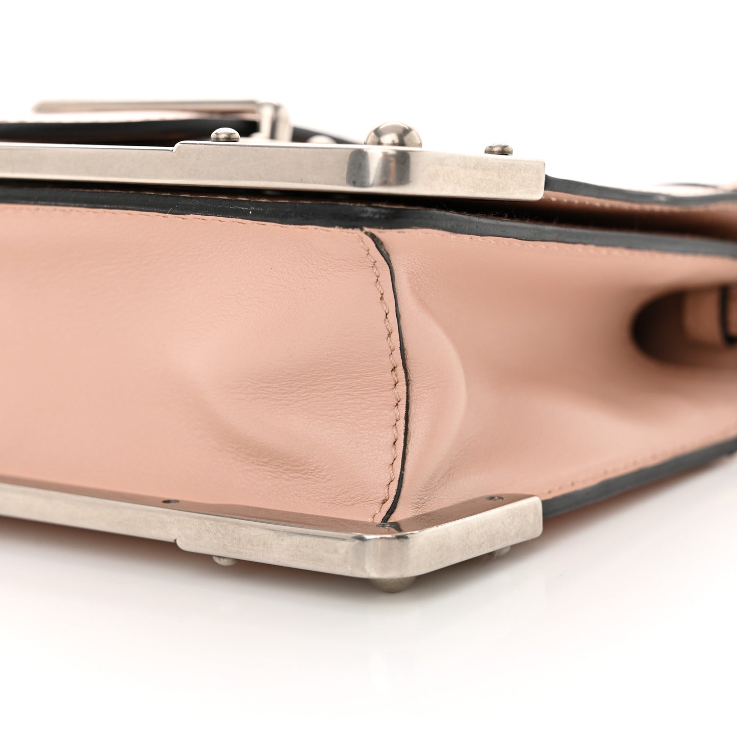 Spazzolato Soft Calf Cahier Chain Wristlet Clutch Pesca