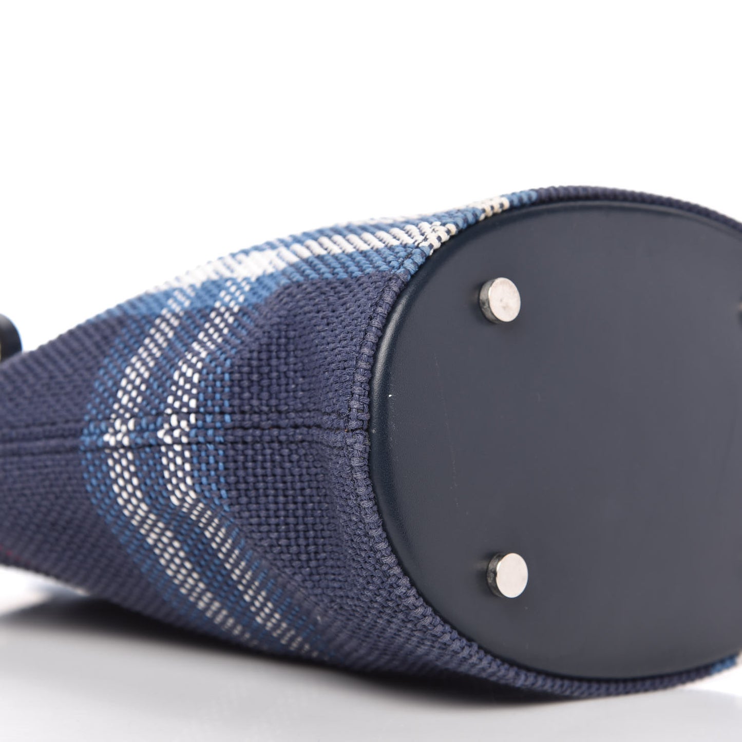 Canvas Woven Color Check Bucket Bag Blue