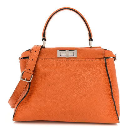 Fendi Cuoio Romano Selleria Bi-Color Medium Peekaboo Iconic Satchel Orange Stone 1 of 17