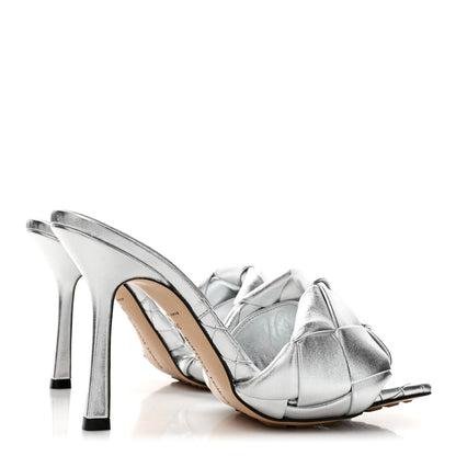 Bottega Veneta Laser Nappa Maxi Intrecciato Lido 90mm Mule Sandals 38 Silver 4 of 9