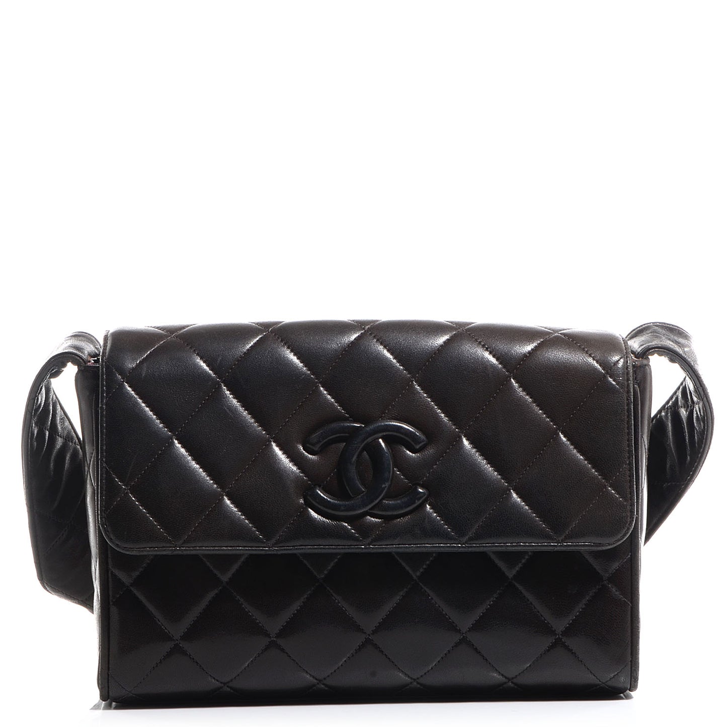 Lambskin Shoulder Flap Bag Black