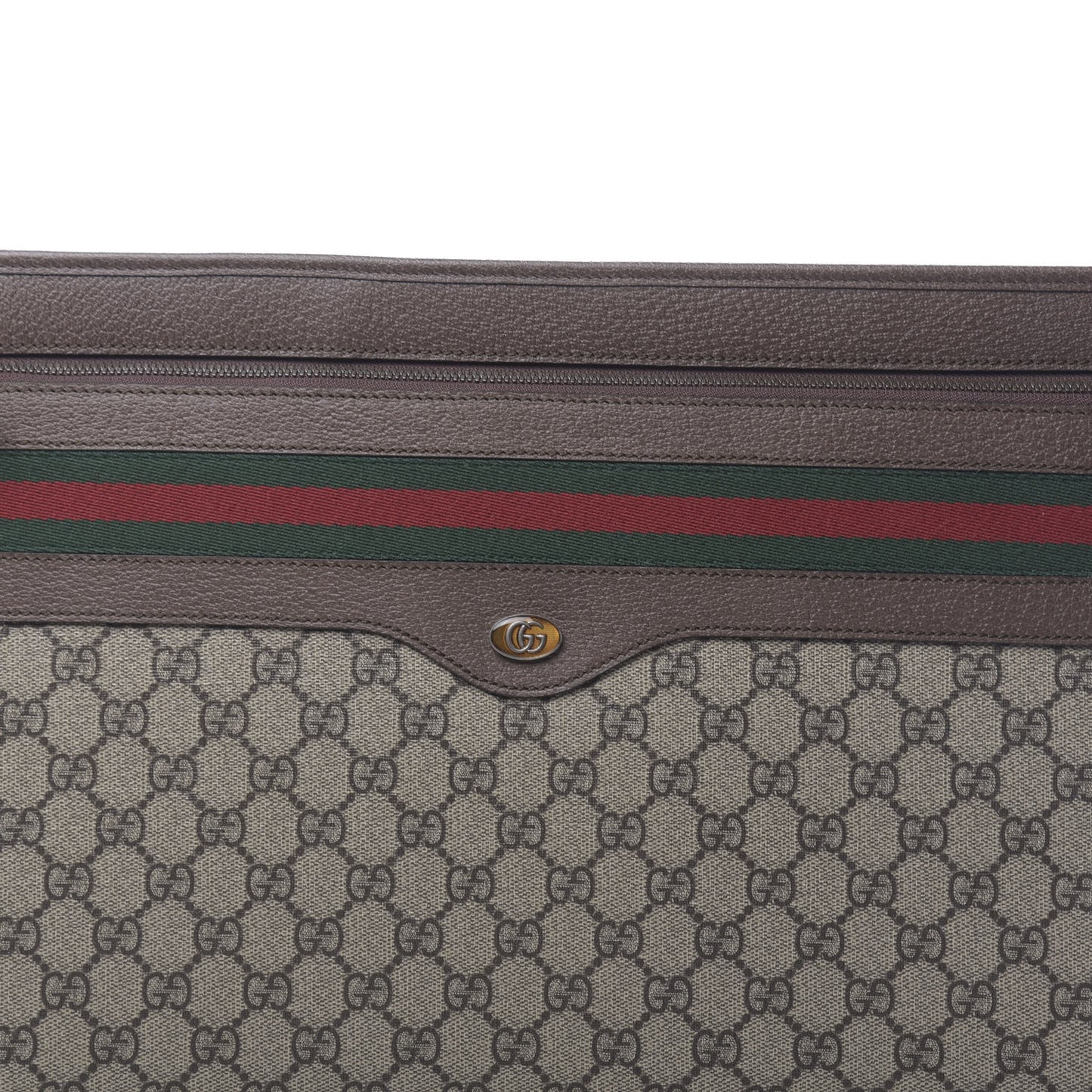 GG Supreme Monogram Textured Calfskin Web Ophidia Documents Holder Beige Ebony New Acero