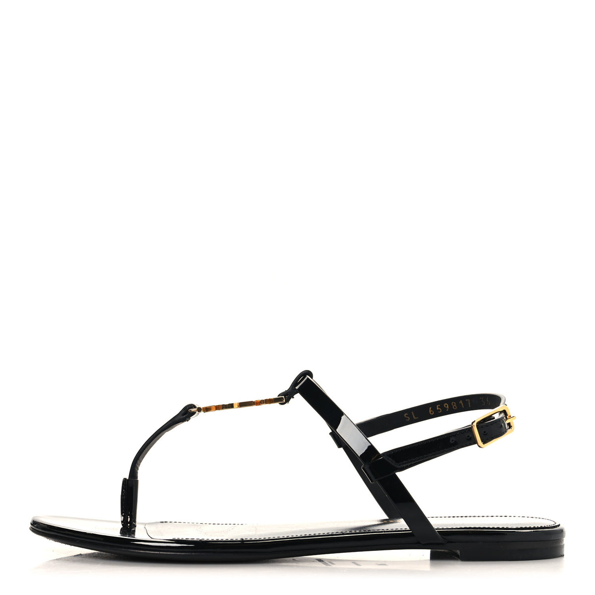 Patent Calfskin Cassandra Monogram Sandals 36 Black