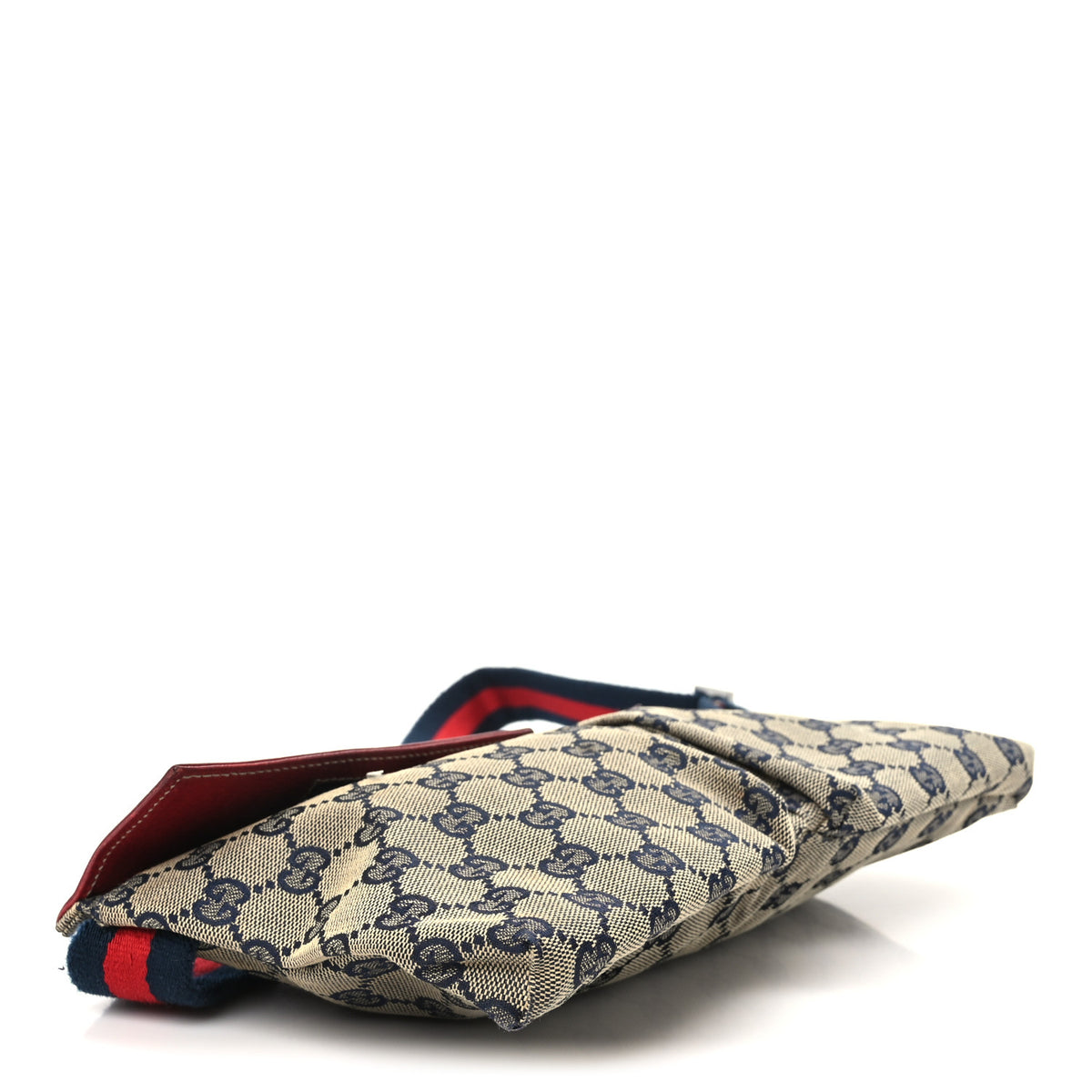GG Monogram Web Double Pocket Belt Bag Navy Red