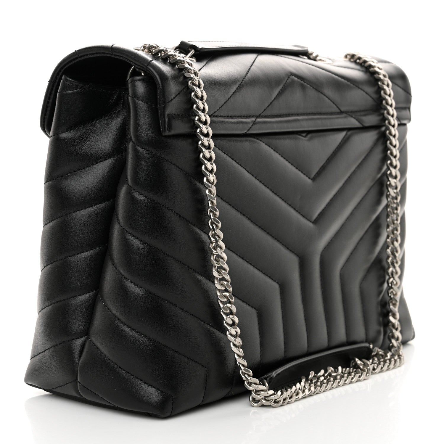 Saint Laurent Calfskin Y Quilted Monogram Medium Loulou Chain Satchel Black 3 of 10