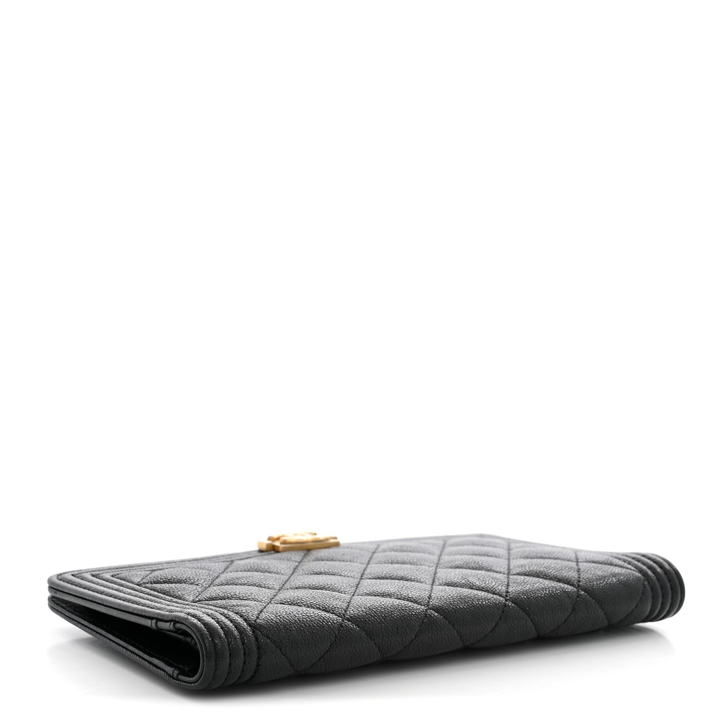 Lambskin Quilted Boy Yen Wallet Black