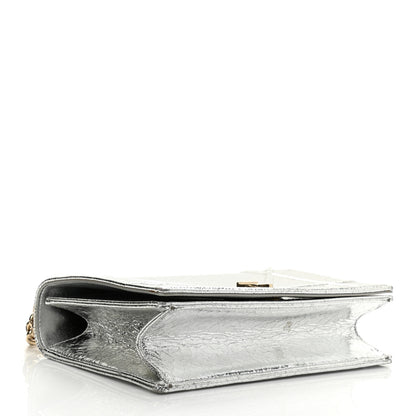 Christian Dior Metallic Ceramic Effect Deerskin Medium Diorama Flap Bag Silver 4 of 13