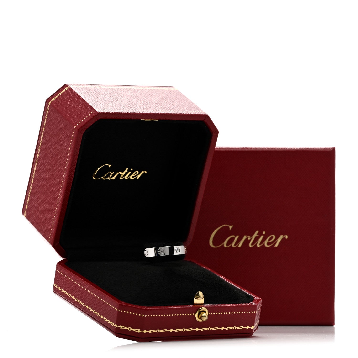 Cartier 18K White Gold Diamond 4mm LOVE Wedding Band Ring 54 6.75 5 of 5