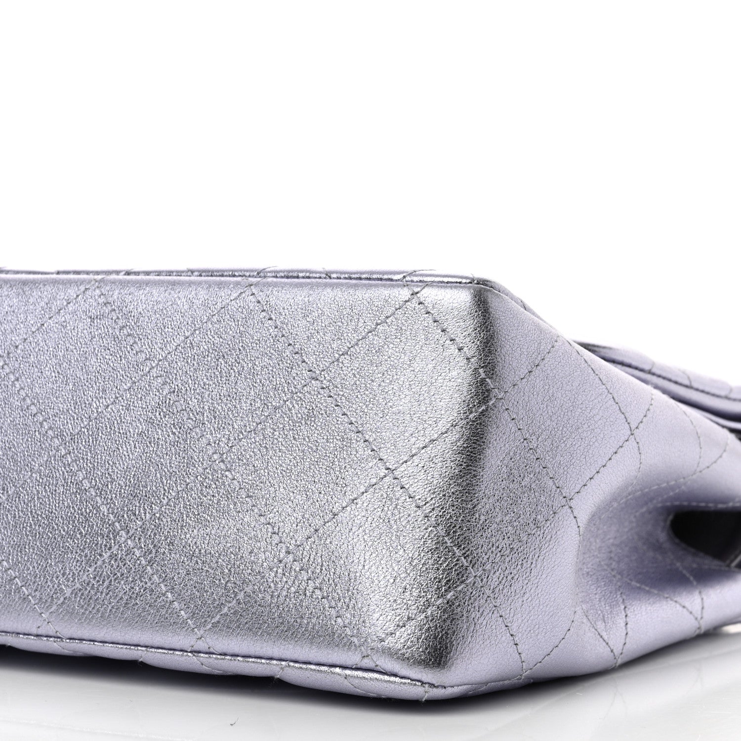 Chanel Metallic Lambskin Quilted Jumbo Double Flap Light Purple 10 of 15