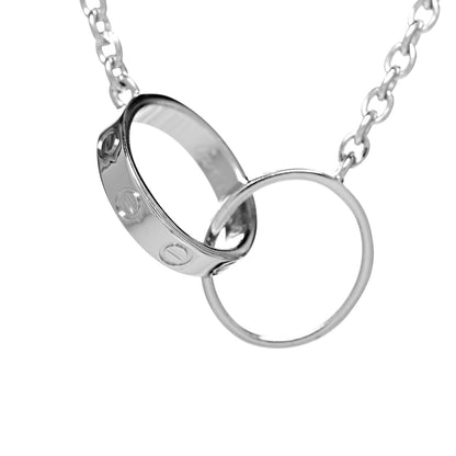 Cartier 18K White Gold Interlocking LOVE Necklace 4 of 8