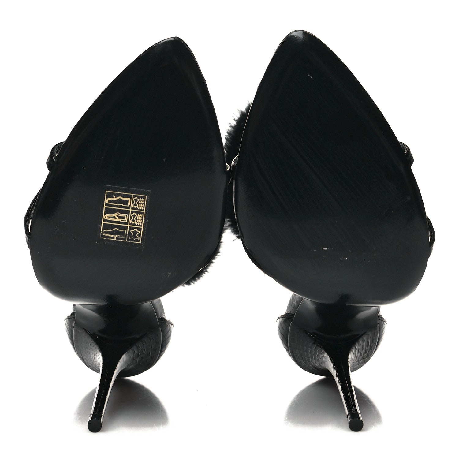 Saint Laurent Ayers Faux Furl Gippy 110 Sandals 38.5 Black 5 of 7